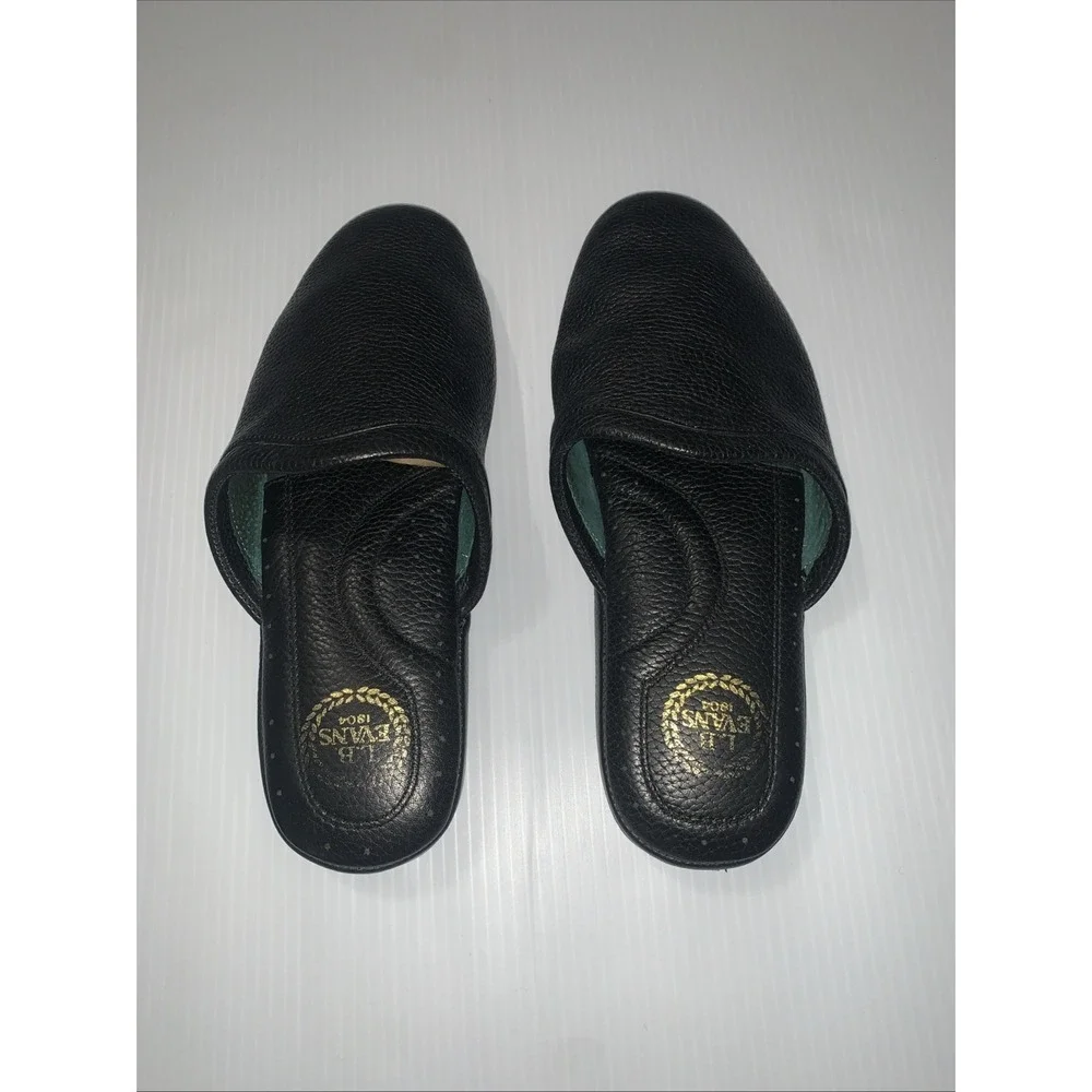 L.B. Evans Aristocrat Scuff Slippers Shoes Mens Size 8M Black Leather Mule House